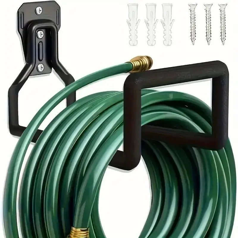 Garden Hose Holder, Wall Mounted Storage Rack Organizer Neat for Outdoor Garden and Garage, Includes 4 Screws, Easy Installation, Durability and Vertical Space-saving Solution