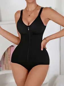 JMK Fajas 1 Count Women's Solid Color Colombian Shapewear, Fajas, With Zipper Closure Shapewear Bodysuit, Butt Lifting And Tummy Control Jumpsuit, Adjustable Straps Tight-Fitting Romper, Suitable For Various Occasions, Sports
