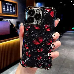 Devil's Eye Pattern Four Corner Anti-Fall Phone Case Transparent Electroplated Protective Cover for IPhone 16 Pro Max 15 Plus 14 13 12 11 E