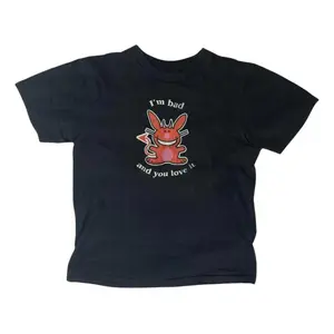 Funny Happy Bunny Baby Tee Women Fitted T-Shirt Y2k Top Streetwear Gothic Emo Girl Scene Clothing 2000s Casual Cotton Short Sleeve Soft Cotton Quality Print