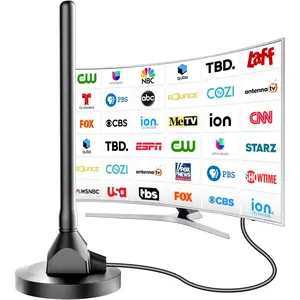 TV Antenna 2025 Digital TV Antenna Indoor with Strong Magnetic Base, 360°&Long Range Reception for Local Channels, Easy Installation Support 4K 1080p for Free Local Channels