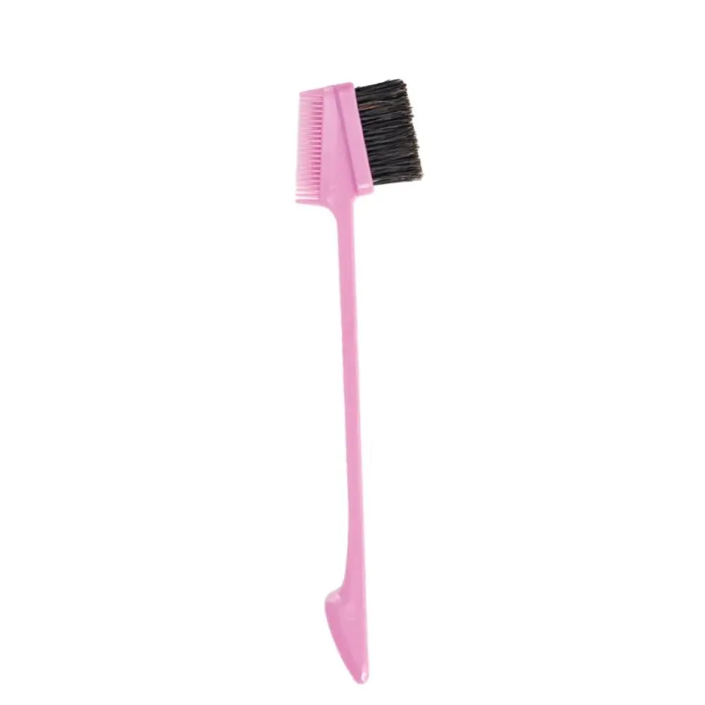 Jlash Pro Edge Brush, 100% Boar Bristle Hair Styling Tool for Edge Lift and Definition, Double-Sided with Soft Bristles - Pink, Boar Bristle Brush, Edge Lift Brush