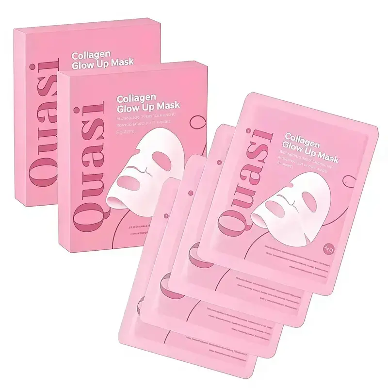 Quasi Collagen Glow Up Mask 2.0, Quasi BioCollagen Face Mask, Firm Skin Deep HydratingMasks for Wrinkle Reduction and PoreMinimization - Glow like Glass Skin (2 Box × 8Pcs)