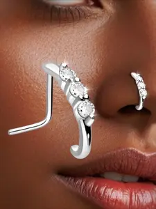 A Triple-Arc Nose Stud Made of S925 Silver, Set with Synthetic Zirconia, a Unique Design That Embodies a Mysterious Vintage Style with Elegant Simplicity. Suitable for Various Occasions, Perfect Gift for Women And Is Hypoallergenic, Nose Ring Jewelry