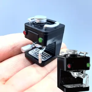 2 Pcs/set Miniature Coffee Machine Model, Dollhouse Space Scene Building Models, DIY Kitchen Baking Accessories, Handmade Craft Kit