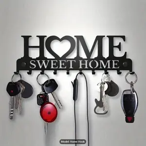 Home Sweet Home Letter Pattern Wall Hook, 1 Count Metal Wall Mounted Hook, Multifunctional Hook for Clothes & Towel, Home Organizer for Bathroom & Living Room, Decor