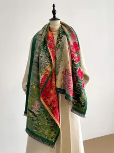 Women's Elegant Autumn Winter Warm Faux Wool Scarf Shawl, Fashion Multi-Functional Anti-Cold Windproof Scarf for Daily Use