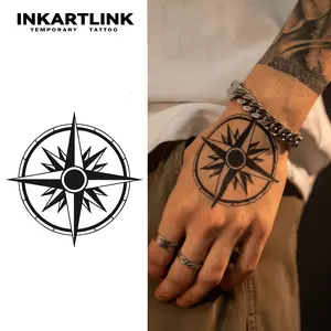 INKARTLINK Tattoo Tech, 2 Sheets Semi-Permanent Temporary Tattoos ,Crossroads 1,Adult Art Design,Lasts 1-2 Weeks, Waterproof, Realistic Look, No Adhesive, No Reflection,For Man And Woman,Ideal for Swimming, Party