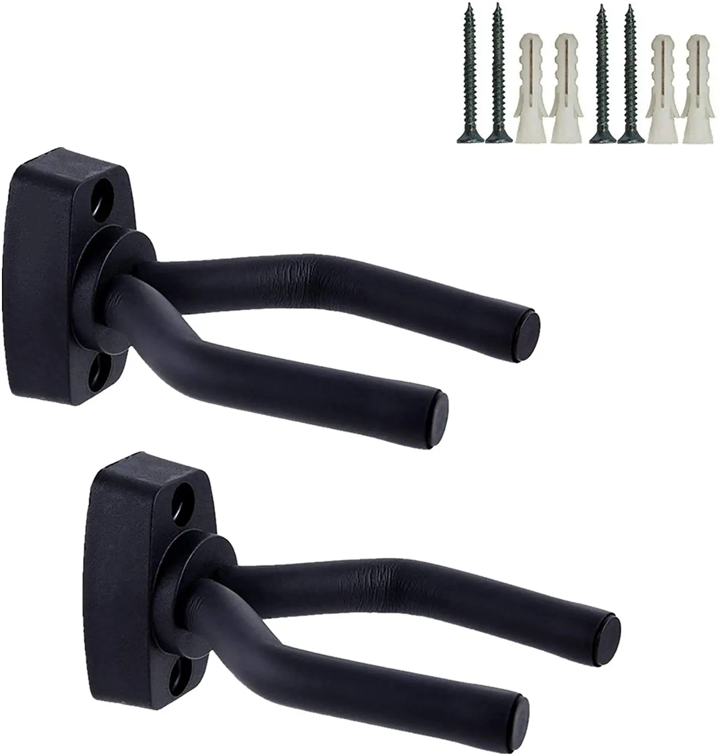Guitar Wall Mount Hanger 2 Pack, Guitar Hanger Wall Hook Holder Stand Display Black with Screws - Easy to Install - Fits All Size Guitars, Bass, Mandolin, Banjo, Ukulele USB MIDI Electric Drum Set Cymbals