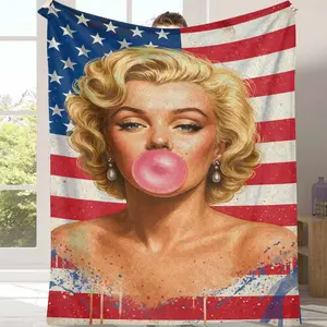 Marilyn Monroe American Flag Blanket  USA Patriot Flannel Fleece Throw Blanket, Super Soft Cozy Plush Microfiber Blanket for Bed Couch Sofa  Gift Idea
