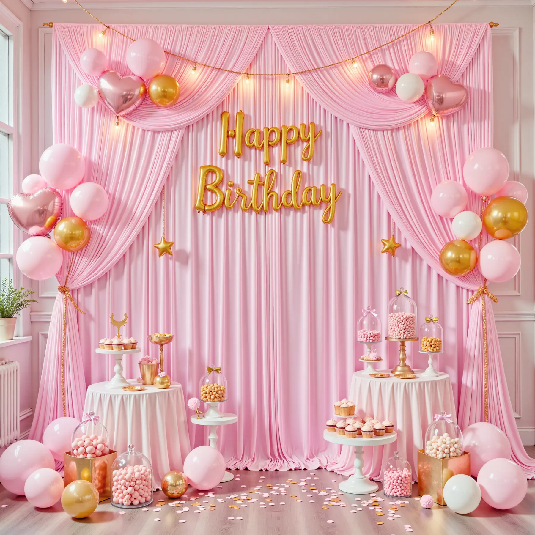 2 Panels Backdrop Curtains 5 x 7ft or 5 x 10ft Wrinkle Free Polyester Drapes for Wedding, Graduation, Birthday Party, Photography Background, Baby Shower, Gender Reveal, Summerwins Father's Day Deals For You summerwins