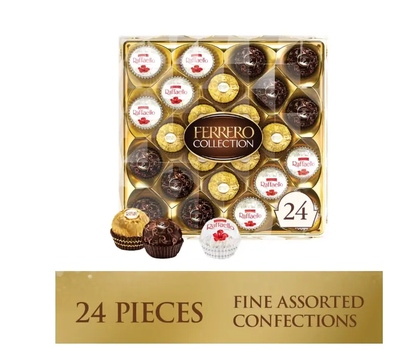 Ferrero Collection Gourmet Gift Box, 24 Assorted Chocolate with Dark Chocolate, Coconut, and Milk Chocolate, 9.1 oz