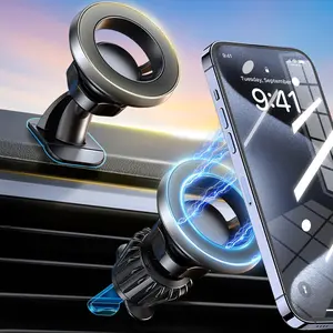 MagSafe 2-in-1 Car Phone Holder – 360° Rotating Dashboard & Vent Mount, Universal Smartphone Holder, Strong Adhesive & Headrest Compatible