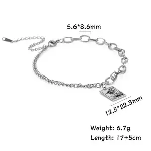 Simple niche retro fashion creative tarot pattern tag bracelet personality trend punk jewelry