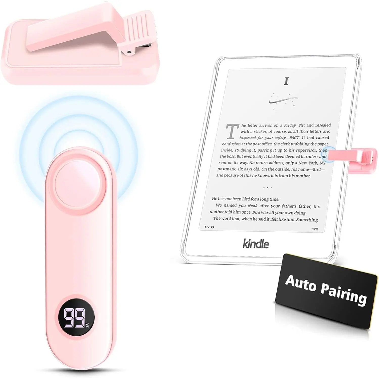 Page Turner for Kindle Paperwhite, RF Remote Control Clicker Page Turner Kindle Accessories for ,iPad, Android Tablets Reading Novels,Camera Video Record&Shutter Selfie (Pink)
