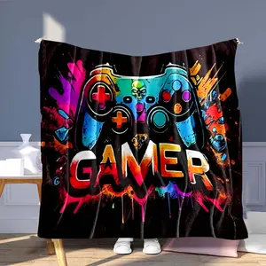 Game Controller Pattern Blanket, 1 Count Game Themed Casual Soft Air-conditioned Room Throw, Warm Nap Blanket for Home Office Travel