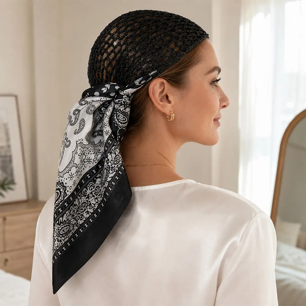 Women's 3-Pack 2-in-1 Satin Wrap Cap and Scarf Set, Doobie Hair Wrap for Frizz Control and Smooth Edges, Lightweight Tool for Daily & Night Care, Haircare, Silky, Unscented, 2 In 1 Wrap Cap