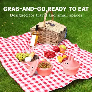 Stirring Bowl Set with Lids, Multiple Sizes Available, Food Grade Salad Dressing Container, Reusable Snack Bowls, Ideal for Freezing, Collapsible Multifunctional Bowl