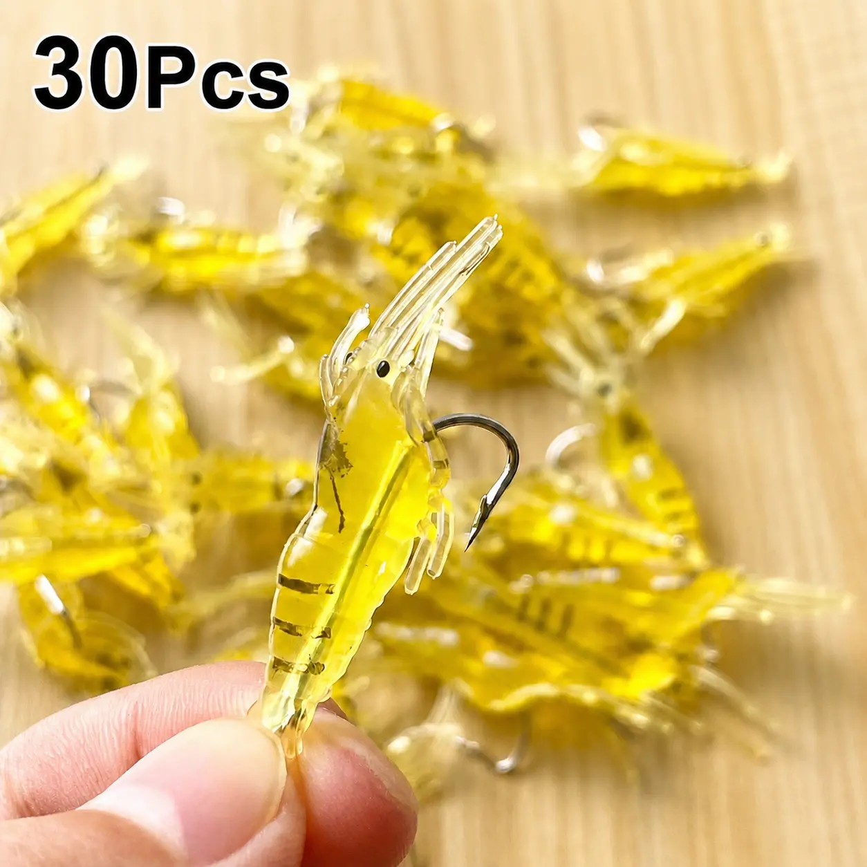 30Pcs Realistic Shrimp Soft Lure, Bionic Imitation Shrimp Bait, Flexible Soft Plastic Fishing Lures, High Fish Attraction Tackle, Durable Artificial Baits for Freshwater Saltwater Outdoor Angling