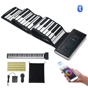 VEVOR 88 Keys Roll Up Keyboard Piano, 128 Rhythms, 128 Tones Portable Electric Digital Hand Roll Piano with Rechargeable Battery 2W Speaker LED Display 5 Ports MIDI Function, for Kids Beginners Adults