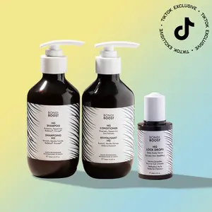 HG ANTI-THINNING TRIO -TikTok Exclusive Haircare System for Fuller, Thicker Hair with HG Shampoo, Conditioner & Lock Drops Serum 10.14 fl oz Bottle + 2 fl oz Serum