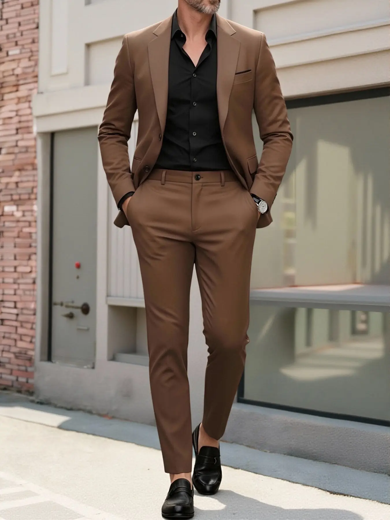 Men's Fitted Solid Color Suit Set, Dub Prom Suit, Business Suits Set, Includes Jacket and Pants, Perfect for Formal Business, Formal Wear, Formal Attire, Dates, Commuting, Casual Parties