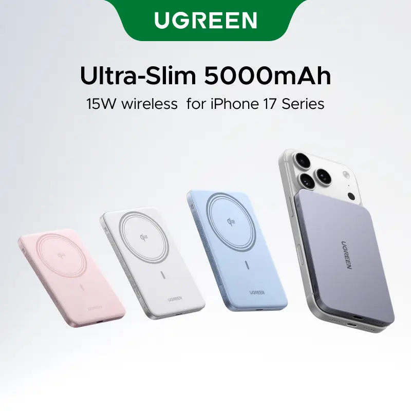 UGREEN QI2 Magnetic Power Bank - 8.6mm Ultra-Slim 5000mAh Chargeable Battery Power Bank, 20W PD Fast Charging Smartphone Accessories, MagSafe-Compatible External Battery for iPhone 17/16/15/14 Series, Grey (Summer Sale), Portable Charger