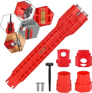 14-in-1 Multi-functional Wrench Faucet Sink Installer Tool for Toilet, Sink, Bathroom, Kitchen Plumbing Installation and Repairs - Red Plumbers Wrench