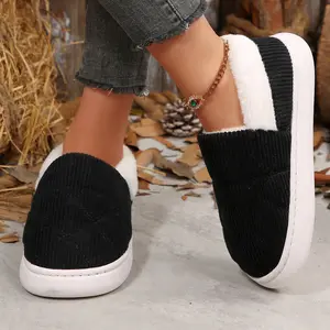 Womens Home Slippers Thick Sole Warm Cotton Plush Comfort Indoor Outdoor Shoes Winter Warm Mini Snow Boots