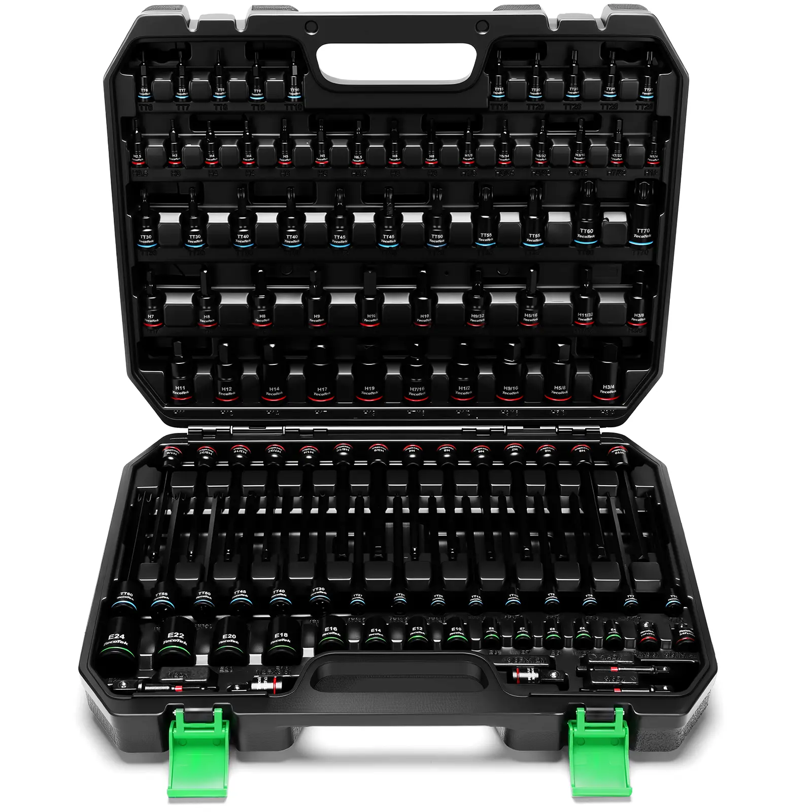 TecoTek 105PCS Master Allen and Torx Bit Socket Set, Hex/Tamper Proof Torx/E-torx Bit Set,1/4", 3/8" and 1/2" Drive, CR-V & S2 Steel, Includes E4 - E24, TT6-TT70, Socket/Drill Adapter#fathersdaygift