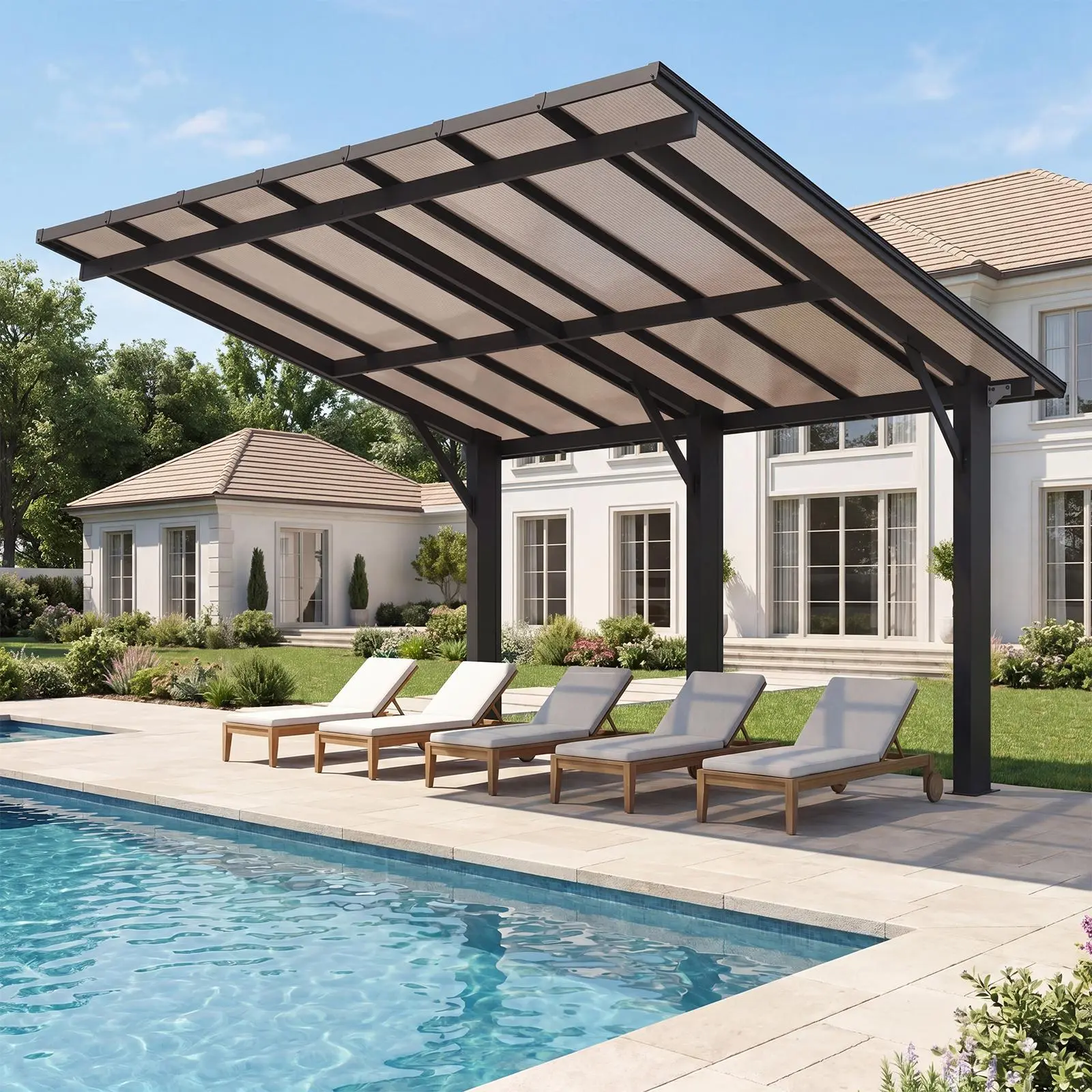 Aoxun Freestanding Hardtop Gazebo (14'x10'/10'x8'), All-Aluminum Pergola with Aluminum Roof & Solid Polycarbonate Cover, Heavy-Duty Outdoor Patio Shelter with Thick Support Posts, All-Season Wind & Snow Resistant, Compatible with WPC Fence Installation, F