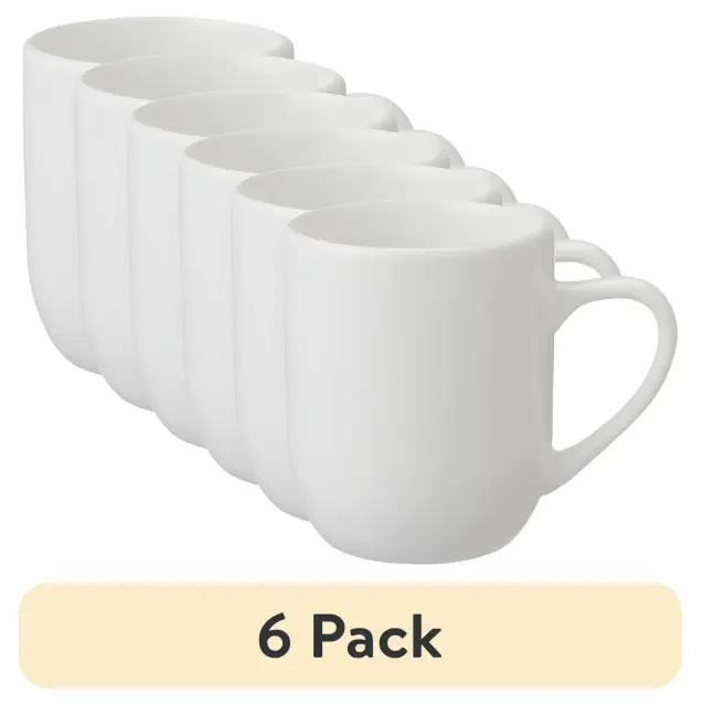 (6 Pack) Glazed White Stoneware Mugs – 12 oz Coffee Cups (6 Pack) Glazed White Stoneware Mugs – 12 oz Coffee Cups