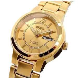 Seiko Automatic Gold Ladies Watch E58K1 - Elegant Stainless Steel Band & Roman Numerals Dial