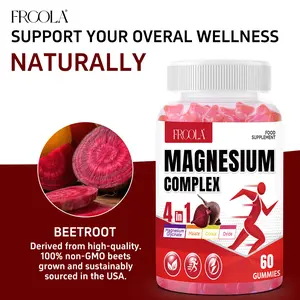 FRCOLA 4 in 1 Magnesium Complex Gummies - Glycinate Malate Citrate Oxide for Muscle Nerve Bone Heart Support - 60 Gummies 30 Day Supply - Enhances Exercise Endurance & Good Health