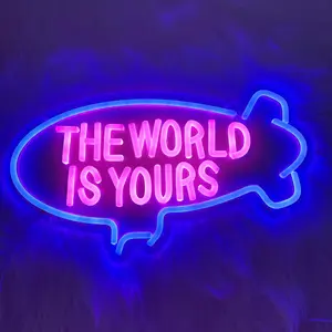 Adjustable Dimmable Neon Wall Decor Sign, Space Ship Design for Bedroom Wedding Valentine's Day Bar Club Party Gift, LED Neon Lights, Decorative Neon Sign