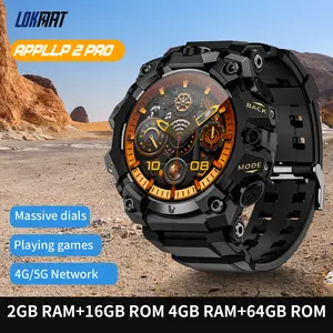 LOKMAT APPLLP 2 PRO 4G Android Smartwatch 4GB RAM 64GB ROM Men's Military Rugged Sports GPS WiFi Camera Bluetooth Wearable Smartphone with Massive Dials & Gaming Capabilities