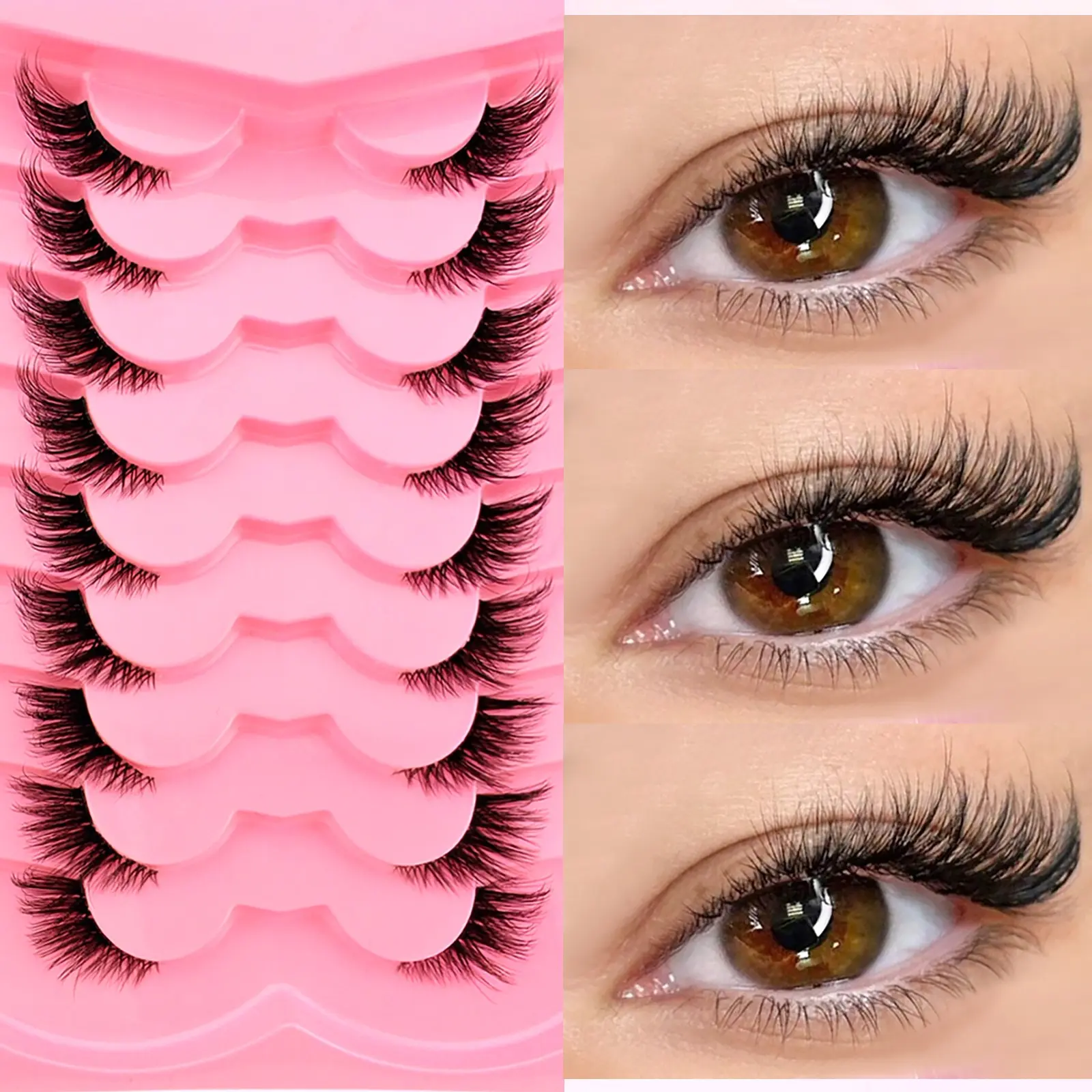 9 Pairs Transparent False Eyelashes, Cosmetic Half Eye Lash Extensions, Cat Eye, Voluminous, Natural, Realistic Lashes, Curling, Soft, Comfortable, Anime Cosplay, Volume Focused Lashes, Makeup Eyelashes, Fancy Lashes