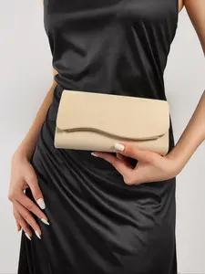 Elegant PU Leather Women's Clutch Bag, Envelope Clutch, Metal Decor Flap Cover Evening Bag, Elegant Stylish Purse, Perfect for Weddings, Parties, Travel, Business, Birthdays