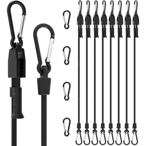 8 Pcs 48" Adjustable Bungee Cords with Hooks, Heavy Duty UV Resistant Shock Straps with Carabiner Clips