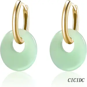 Natural Jade Hoop Earrings For Women Trendy Design AAAAA Grade 10 MM Everyday Wear Earring