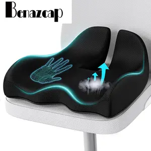 Benazcap Non-Slip Extra Large Ergonomic Memory Foam Seat Cushion for Office Gaming Chair & Car Pressure Sciatica Pain Relief X Large Size Gingham Design