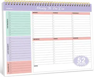 Violet Dream Weekly To Do List Notepad - 52 Undated Sheets (8.5" x 11") - Perfect Desk Planner for Work & Home for Men & Women Taja