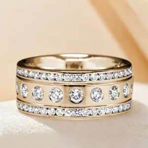 Hip Hop Style Wedding Ring with Square Cut , Shiny Unisex Band for Anniversary, Promise or Party Wear, Wedding Rings
