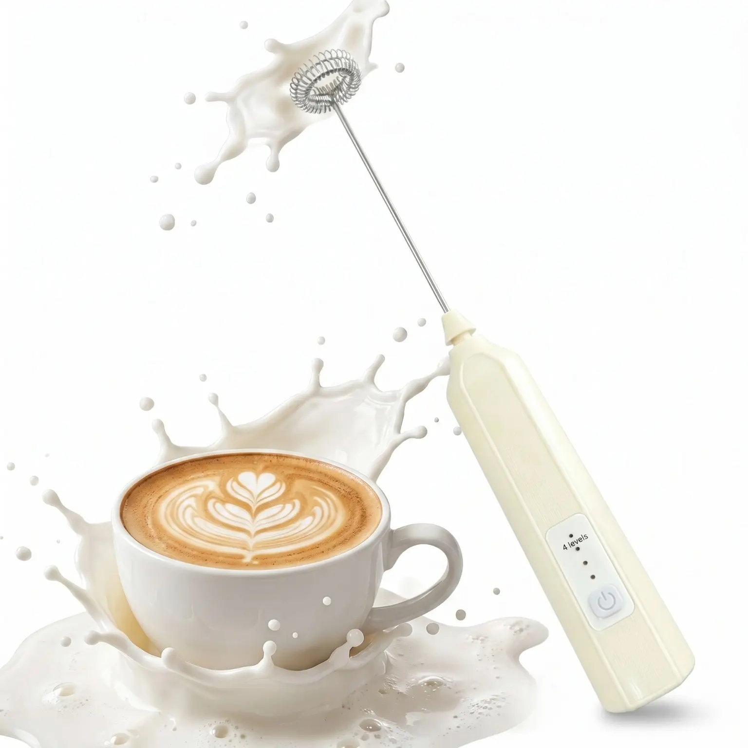 Milk Frother Rechargeable Handheld Electric Whisk Coffee Frother Mixer 3 Speed Adjustable Foam Maker Blender for Coffee Matcha Latte Cappuccino Hot Chocolate Portable Powerful Easy to Clean - coffee tool Cream Espresso Tools