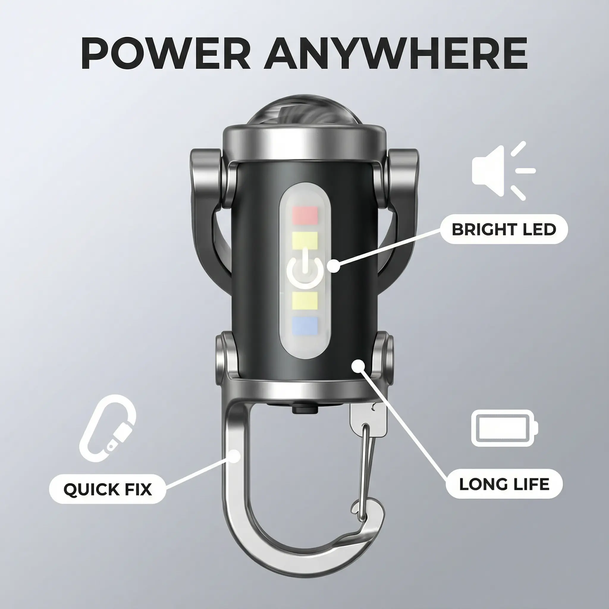 Keychain LED Flashlight, 500 Lumen Tactical Metal Hiking Flashlight, Waterproof USB Rechargeable Portable Emergency Light with Red/Blue Strobe, Usb Led Flashlights