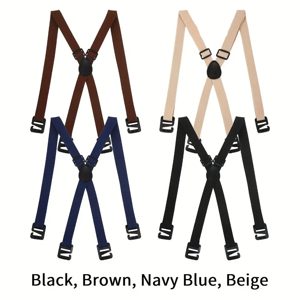 Men's 4pcs Hidden Suspenders - X-Back 2.5cm Polyester Design with Adjustable Elastic Straps, Clips, Adjustable Strap Tie, 48.8 inches for Elegant Formal/Daily Wear