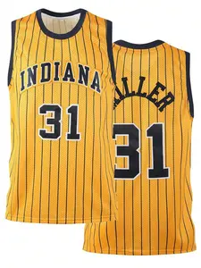 Atonmore Men's Basketball Jersey, #31 In Yellow, Embroidered & Stitched Basketball Tank Top, Sleeveless Sports Shirt