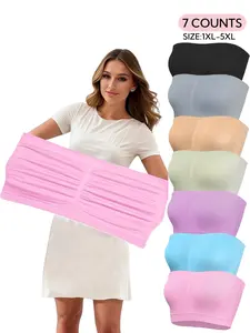 【Plus Size】solid Color Bandeau Bra, Casual Comfortable Breathable Medium Bra for Daily Wear, No Padding,Women's Plus Size Lingerie for All Seasons, Straplessbra