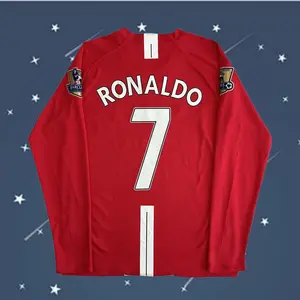 2007 2008 Home Retro Red No.7 Ronaldo Long Sleeved Soccer Jersey