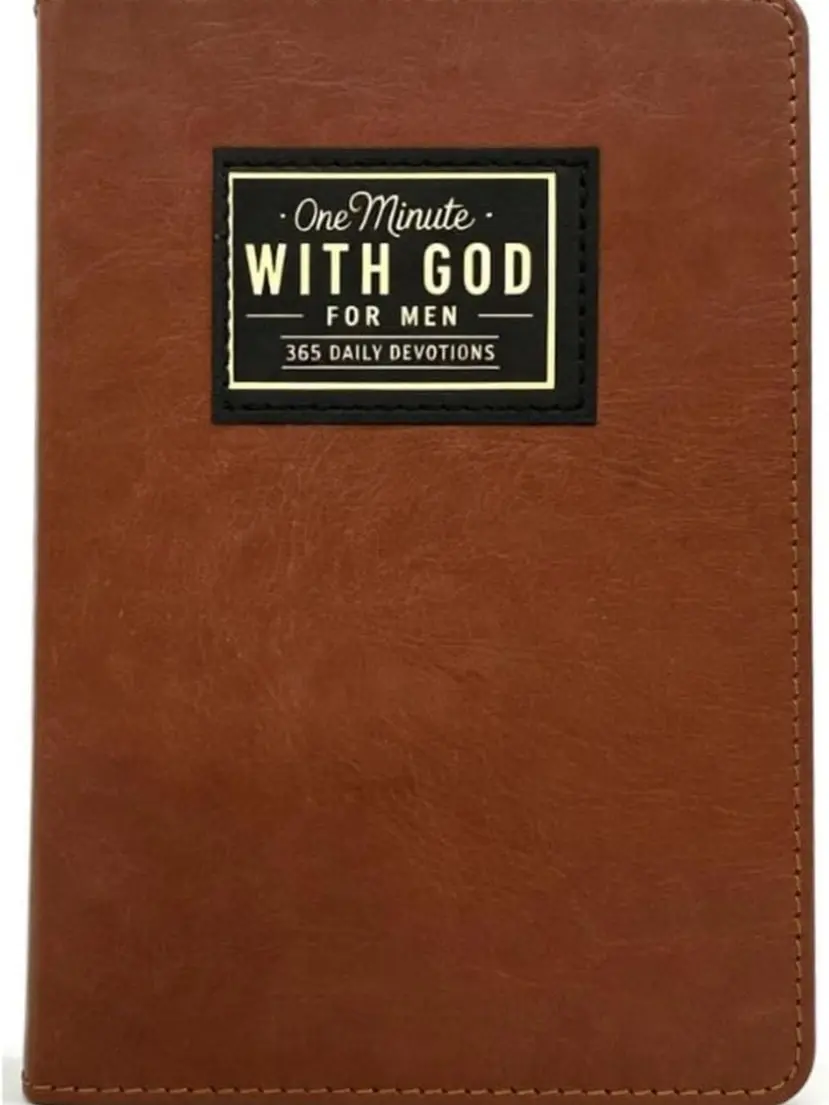 2026 1-Minute with God Daily Devotional for Men - 365-Day Brown Book, Bible Prayer Tracking Diary